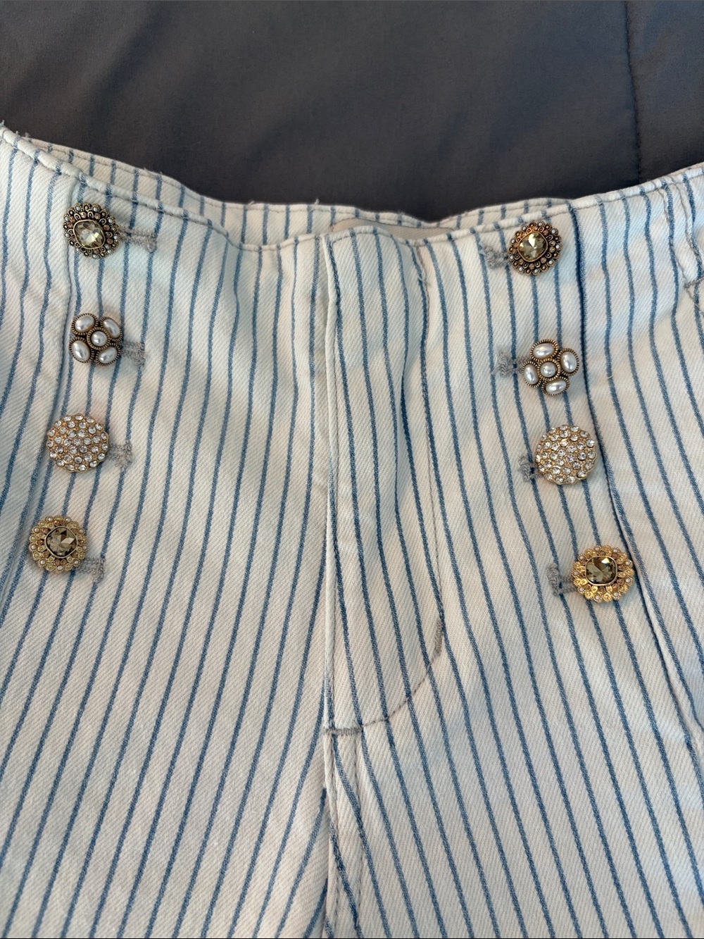 Wide Leg Striped Sailor Pants - Blue & White KanCan Elora Denim Jeans Pearl 24 1 - Picture 12 of 12